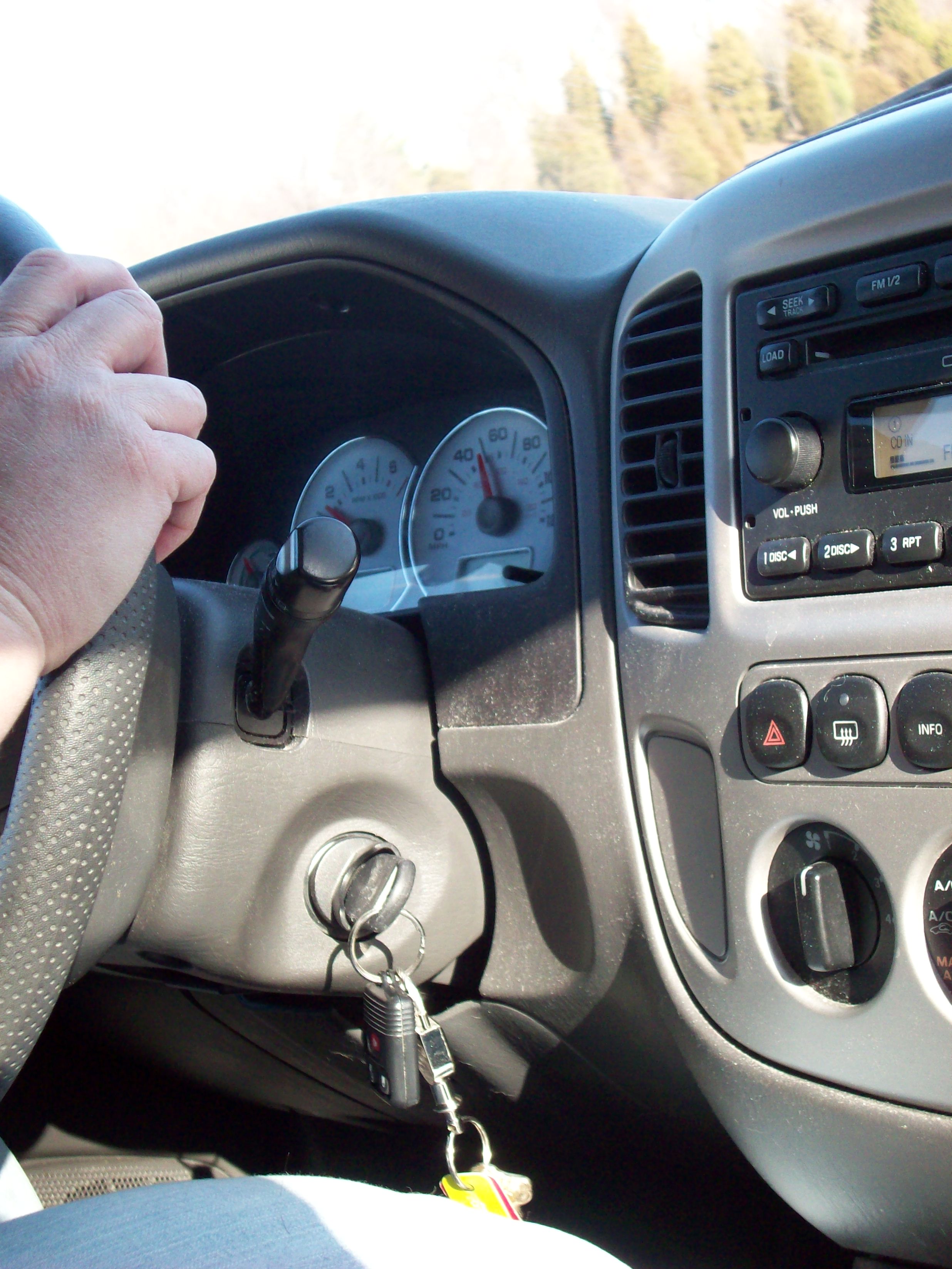 A Steering Unit With a Key Close Up