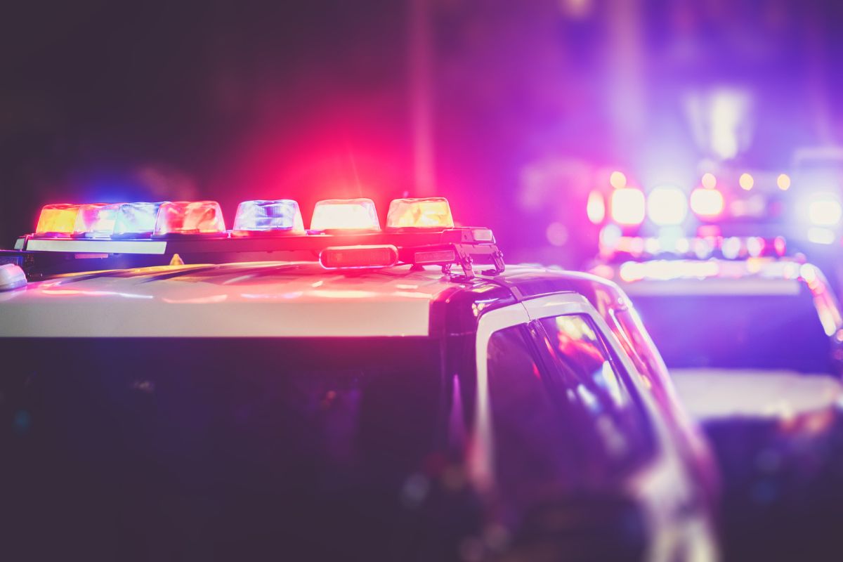 A Police Car With Lightning Halo